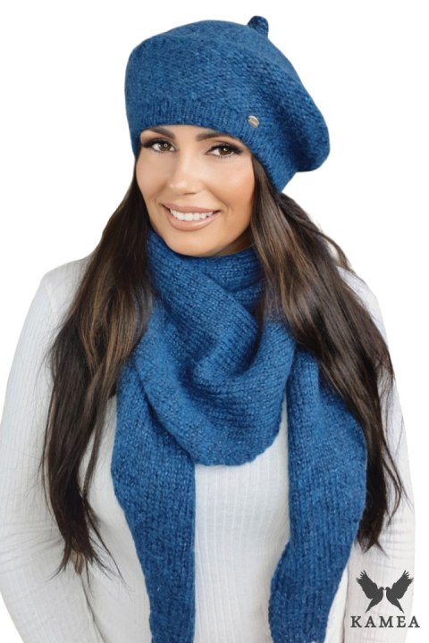 OFELIA zimowy beret damski kolor granatowy - Kamea