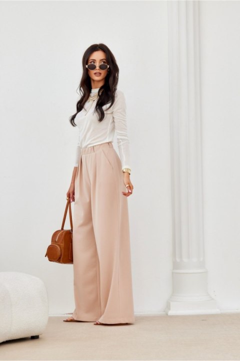 Spodnie Damskie Model Ginny BEZ SPD0040 Beige - Roco Fashion Spodnie Damskie Model Ginny BEZ SPD0040 Beige - Roco Fashion