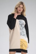 Sukienka damska Model M755 Black/Beige/Wzór 123 - Figl