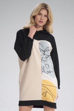 Sukienka damska Model M755 Black/Beige/Wzór 123 - Figl