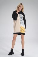 Sukienka damska Model M755 Black/Beige/Wzór 123 - Figl