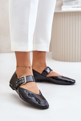 Baleriny Model Azirae 6689 Black Lakiert 