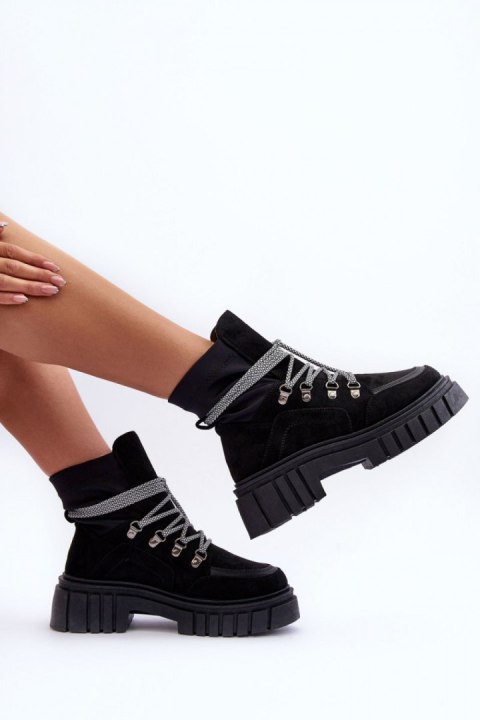Botki Model Acorn 88-65 Black Zamsz Botki Model Acorn 88-65 Black Zamsz