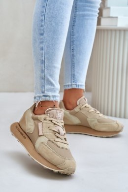 Sneakersy damskie skórzane Model Big Star OO274564 Hi-Polly System Beige