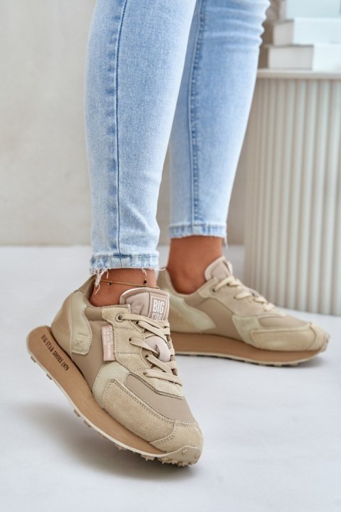Sneakersy damskie skórzane Model Big Star OO274564 Hi-Polly System Beige Sneakersy damskie skórzane Model Big Star OO274564 Hi-Polly System Beige