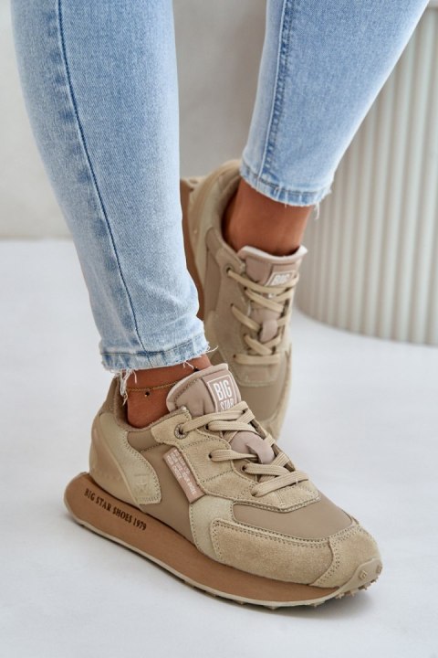Sneakersy damskie skórzane Model Big Star OO274564 Hi-Polly System Beige Sneakersy damskie skórzane Model Big Star OO274564 Hi-Polly System Beige