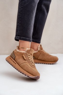 Sneakersy damskie skórzane Model Big Star OO274578 Hi-Poly System Camel