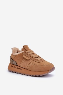 Sneakersy damskie skórzane Model Big Star OO274578 Hi-Poly System Camel