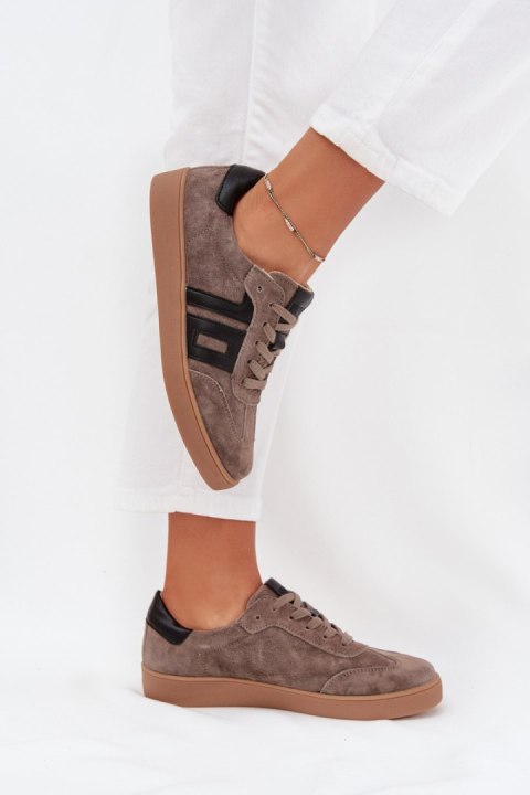 Sneakersy damskie skórzane Model Vinceza 79557 Dark Beige Sneakersy damskie skórzane Model Vinceza 79557 Dark Beige