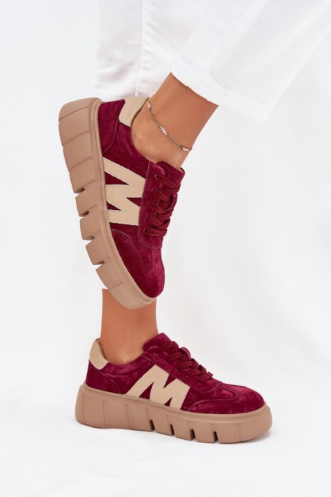 Sneakersy damskie skórzane Model Vinceza 79561 Bordo Sneakersy damskie skórzane Model Vinceza 79561 Bordo