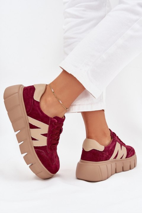 Sneakersy damskie skórzane Model Vinceza 79561 Bordo Sneakersy damskie skórzane Model Vinceza 79561 Bordo