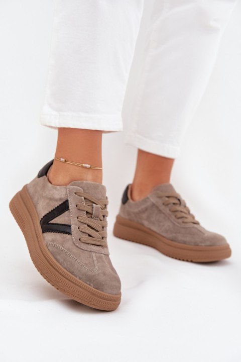 Sneakersy damskie skórzane Model Vinceza 79562 Dark Beige Sneakersy damskie skórzane Model Vinceza 79562 Dark Beige