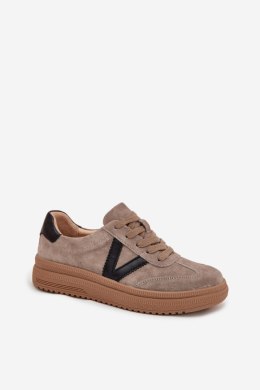 Sneakersy damskie skórzane Model Vinceza 79562 Dark Beige