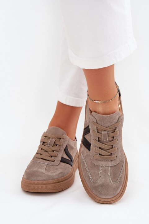 Sneakersy damskie skórzane Model Vinceza 79562 Dark Beige Sneakersy damskie skórzane Model Vinceza 79562 Dark Beige