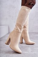 Kozaki Model Tressa NC1299 Beige Zamsz 