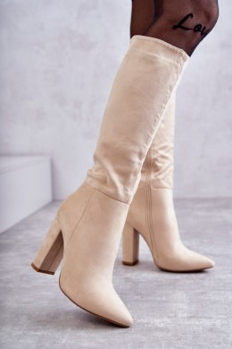 Kozaki Model Tressa NC1299 Beige Zamsz 