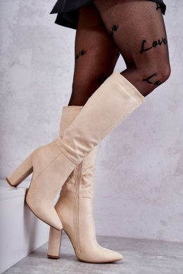 Kozaki Model Tressa NC1299 Beige Zamsz 