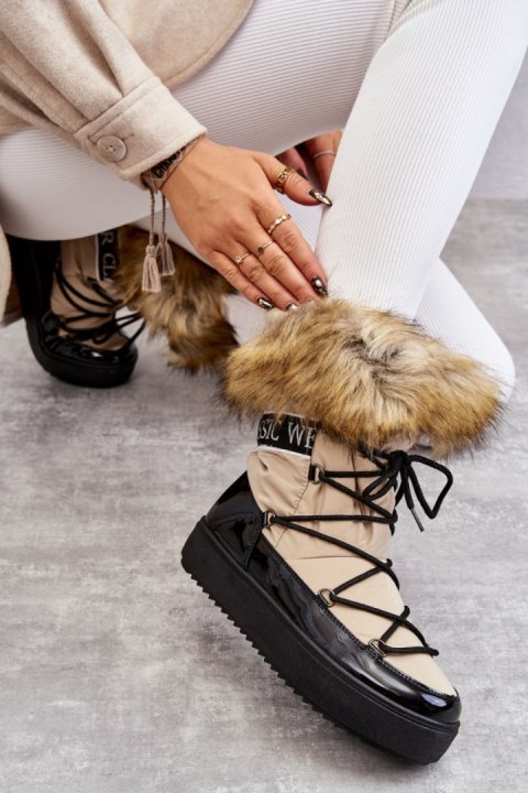 Śniegowce Model Santero HY821-63 Beige/Black Śniegowce Model Santero HY821-63 Beige/Black