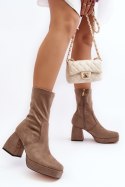 Botki Model Adelles HP-340 Dark Beige 