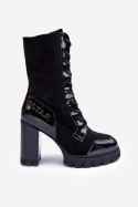 Botki Model Khariah UK169P Black Skóra/Zamsz 