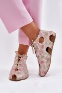 Botki Model Maciejka 03426-48 Beige Flowers 