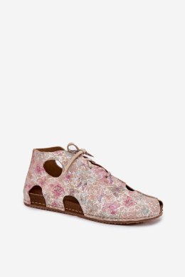 Botki Model Maciejka 03426-48 Beige Flowers 