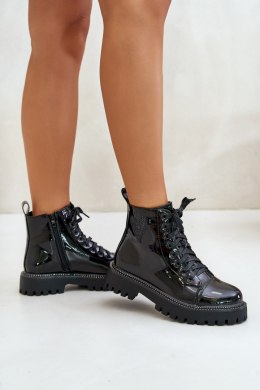 Botki Model Obeena 9681A Black Lakier 