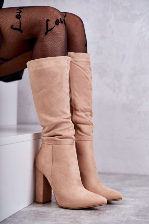 Kozaki Model Tressa NS1299 Dark Beige Zamsz 