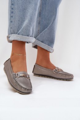 Mokasyny Model DA LR51-546 Silver Brokat 