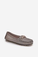 Mokasyny Model DA LR51-546 Silver Brokat 