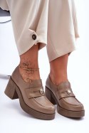 Półbuty Model Dunadia 20148 Dark Beige Skóra 