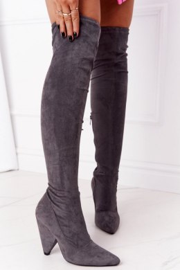 Kozaki Model Lu Boo XW37356 Grey Zamsz 