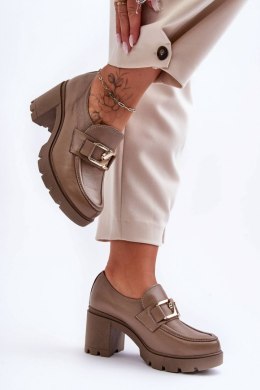 Półbuty Model Harmell 20097 Dark Beige Skóra 