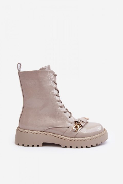 Botki Model DA MR870-67 Light Grey Lakier Botki Model DA MR870-67 Light Grey Lakier
