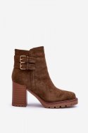 Botki Model Makeline H8-526 Oliwka Zamsz 