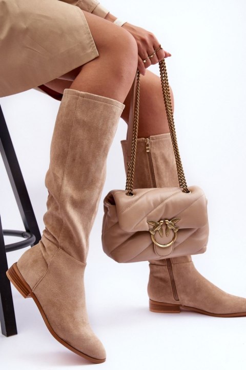 Kozaki Model Eelin MV318 Beige Zamsz Kozaki Model Eelin MV318 Beige Zamsz