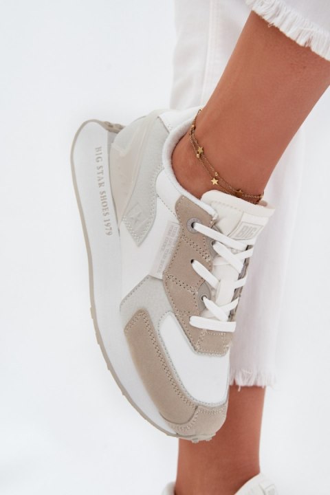 Sneakersy damskie skórzane Model Big Star OO274563 Hi-Poly System White Sneakersy damskie skórzane Model Big Star OO274563 Hi-Poly System White