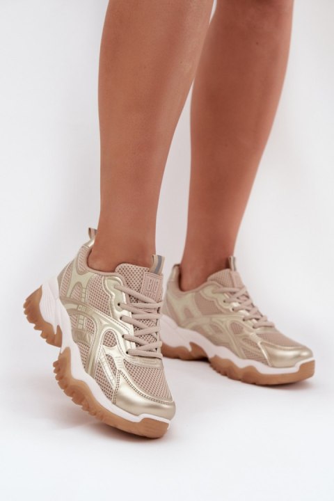 Sneakersy damskie Model Big Star SS274014 HI-POLY SYSTEM Beige/Gold Sneakersy damskie Model Big Star SS274014 HI-POLY SYSTEM Beige/Gold