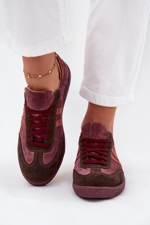 Sneakersy damskie skórzane Model Zazoo N1068 Bordo