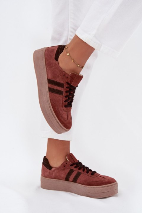 Sneakersy damskie skórzane Model Zazoo N1068S2 Brown Sneakersy damskie skórzane Model Zazoo N1068S2 Brown