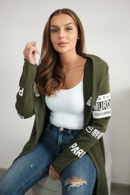 Bluza Narzutka z napisami khaki  