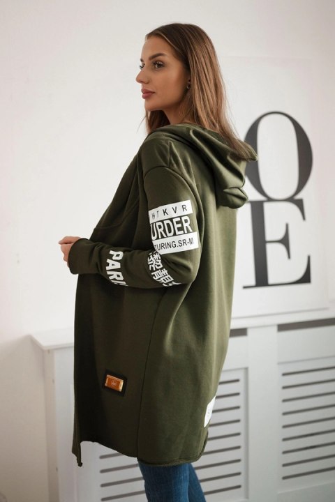 Bluza Narzutka z napisami khaki Bluza Narzutka z napisami khaki