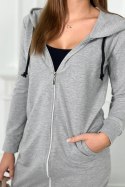 Bluza sukienkowa z kapturem szary melanż  