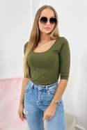 Bluzka okrągły dekolt khaki  