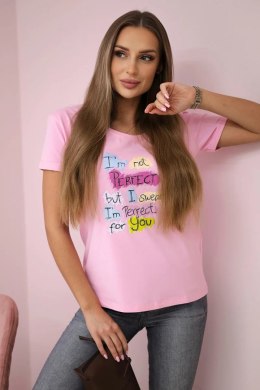 Bluzka z nadrukiem Perfect pudrowy róż  