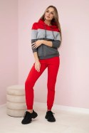 Komplet w kolorowe pasy czerwony+szary  