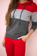 Komplet w kolorowe pasy czerwony+szary  