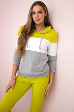 Komplet w kolorowe pasy kiwi+biały  
