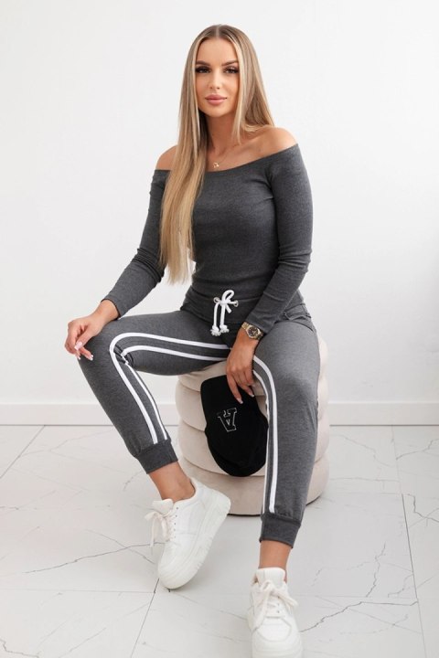 Komplet z podwójnym lampasem grafitowy  