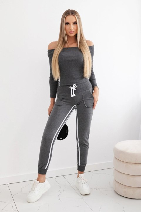 Komplet z podwójnym lampasem grafitowy  